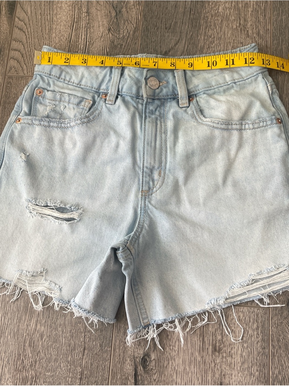 Garage Light Blue Distressed Denim Shorts - Picture 5 of 8